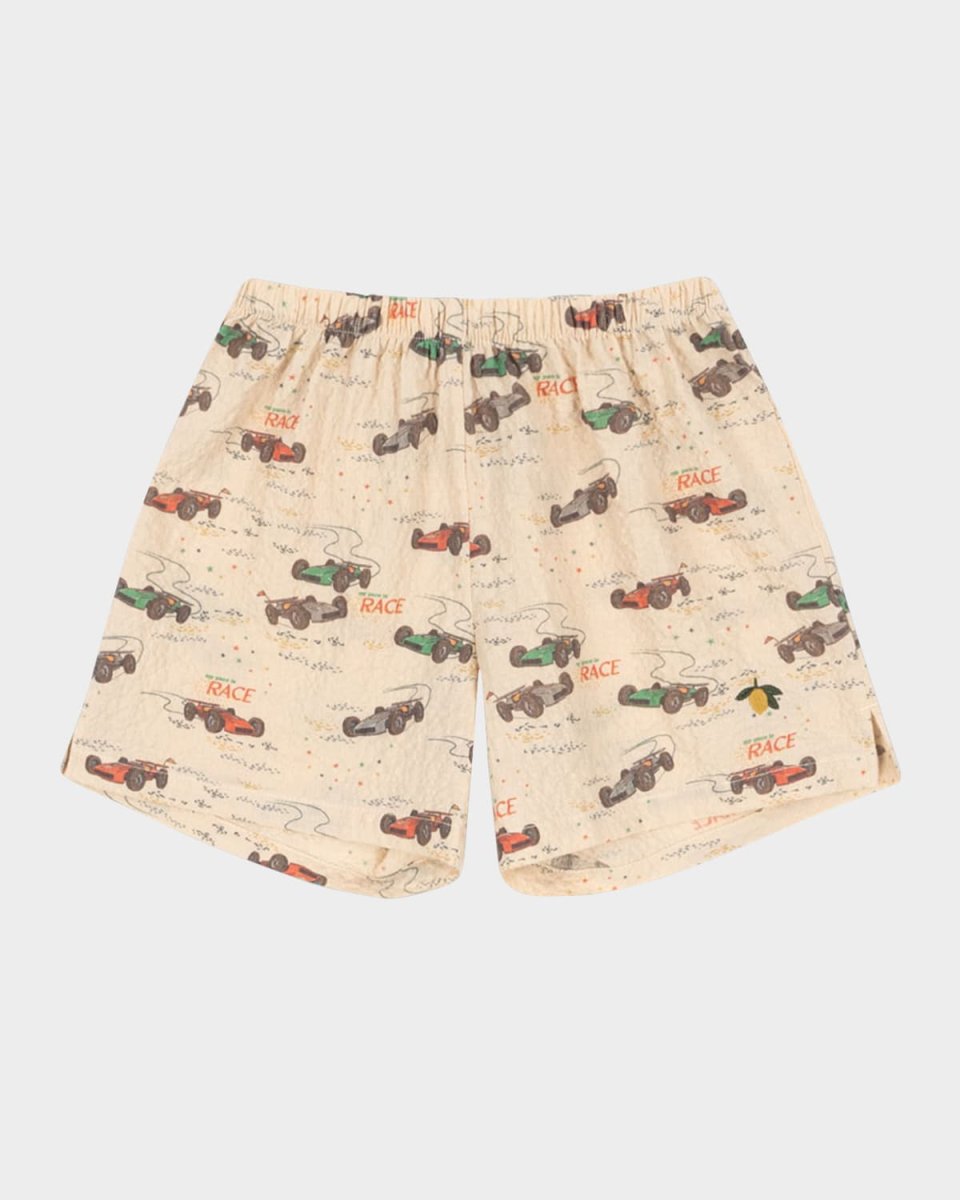 Boy's Elliot Race Car Printed Shorts, Size 9M-10